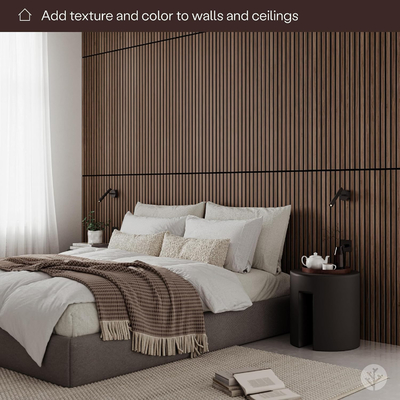 Slatpanel Walnut Acoustic 3D Textured Wood Panels For Walls Ceilings Decorative Panels For Homes